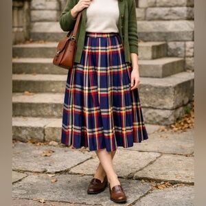 Vtg Pendleton Plaid Pleated Skirt USA Preppy